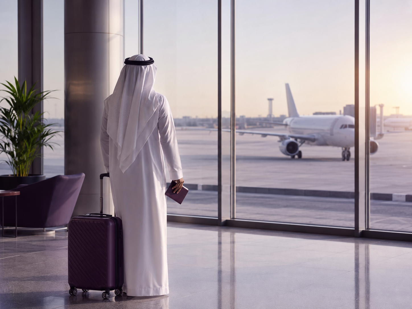 Traveller preparing for an international journey